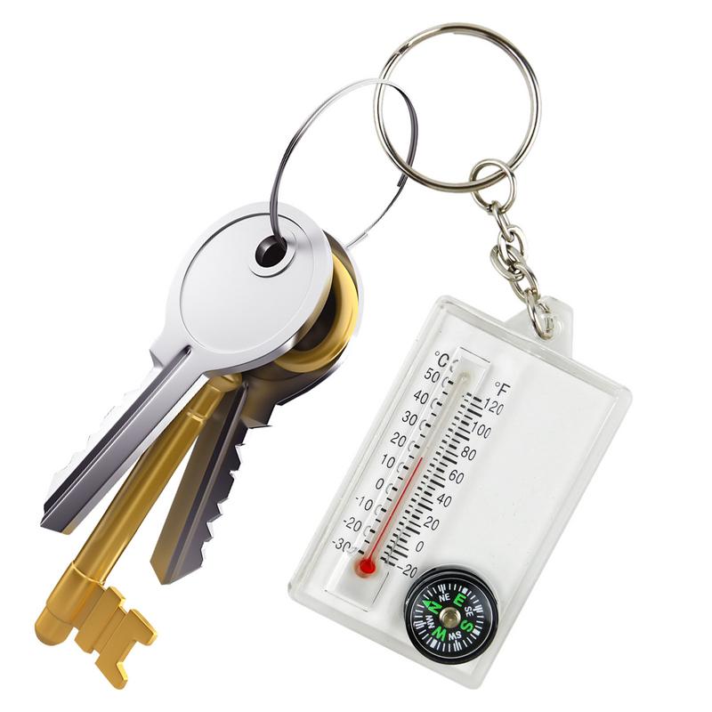 TrailGuard Mini Survival Compass Keychain with Thermometer for Hiking & Camping