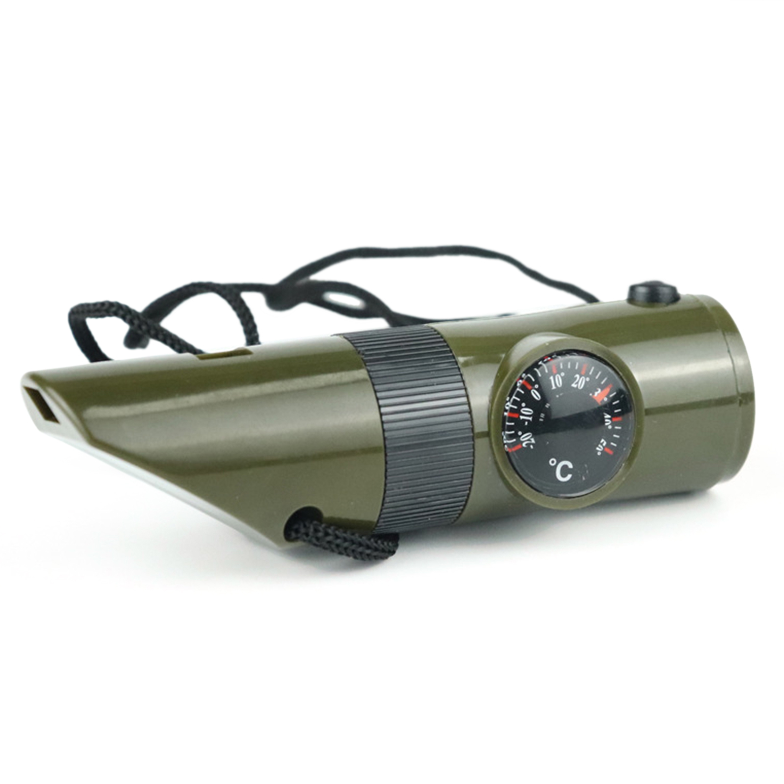 Survival Whistle with LED Light, Compass & Thermometer for Outdoor Emergency Safety
