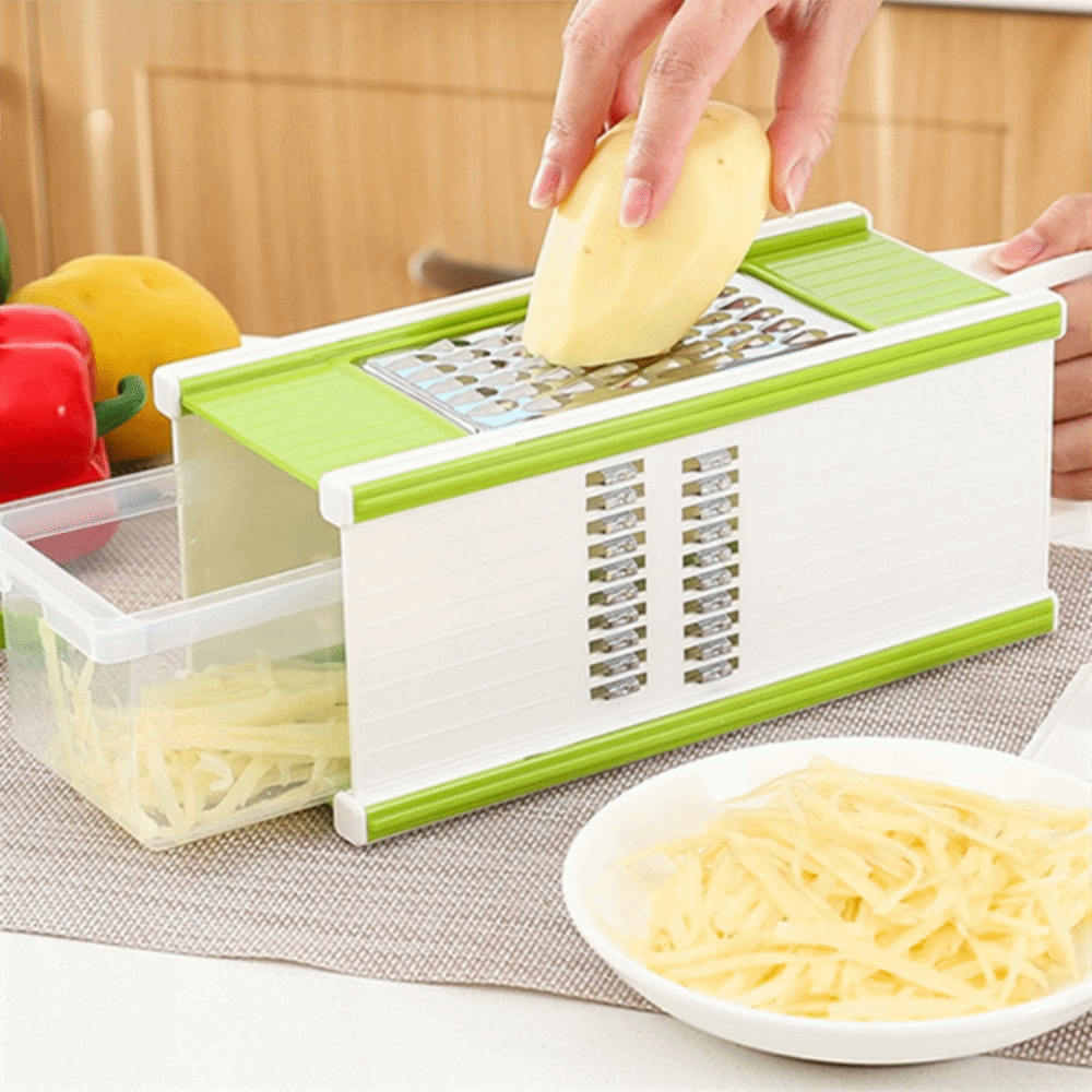 Multi Blade Vegetable Chopper with Container and Stainless Steel Potato Slicer