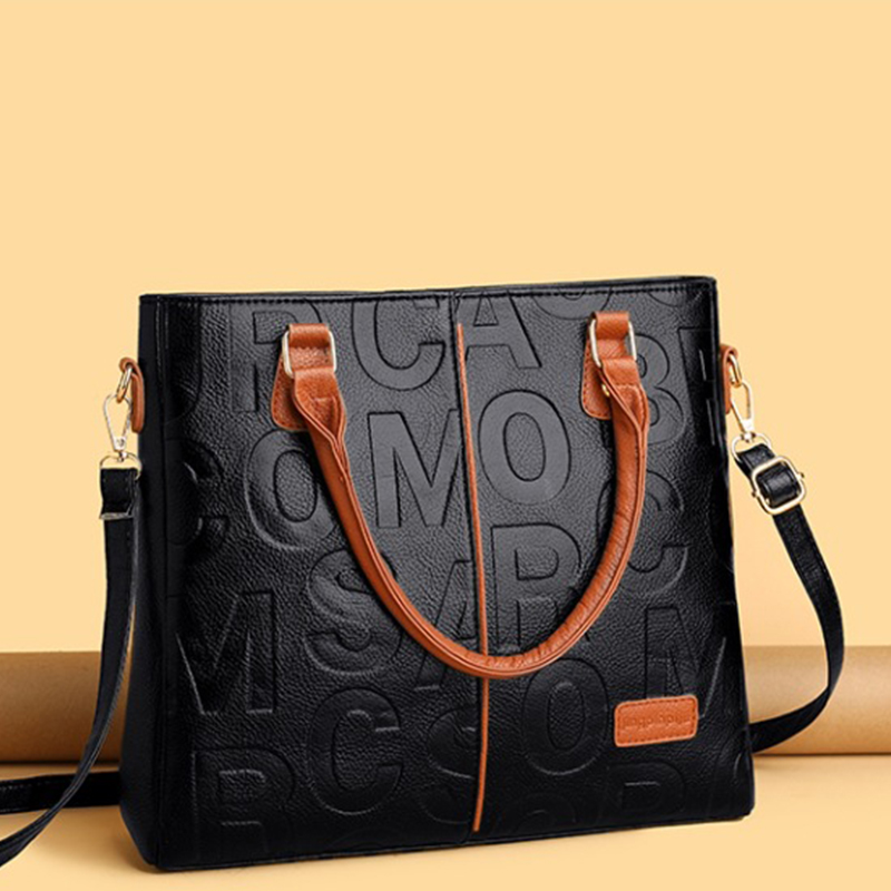 Elegant Large Capacity Tote Bag for Women PU Leather Shoulder Crossbody Handbag