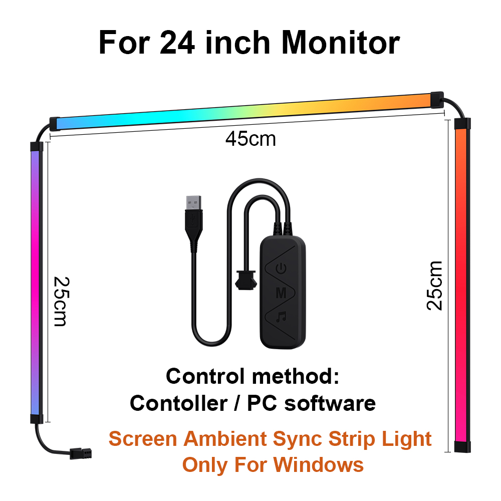Smart Ambient TV PC Display Sync LED Strip Light, RGB Color-Changing Backlight for Monitors, DIY Gaming & Holiday Decor