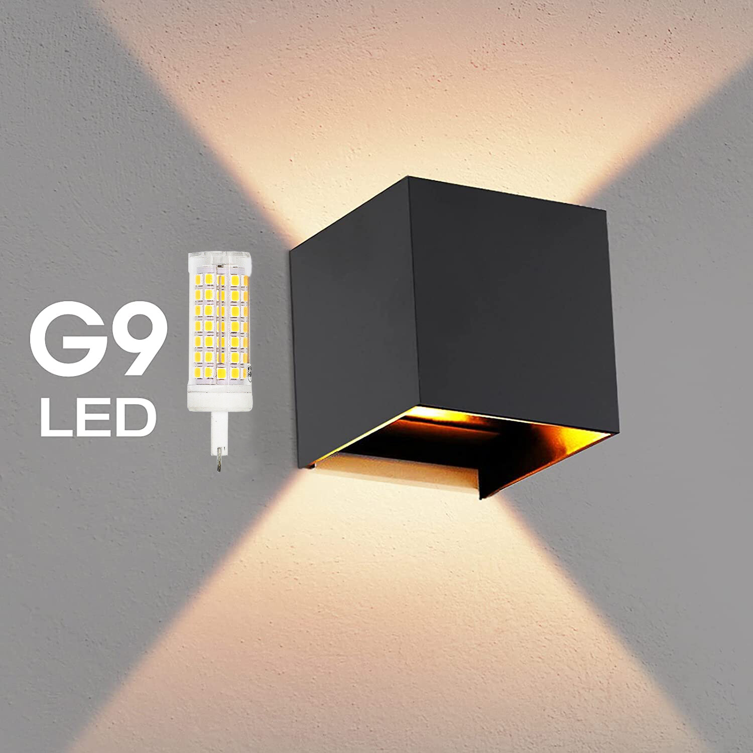 Aluminum Modern LED Wall Lamp Waterproof, Outdoor Indoor LED Wall Light G9 Replaceable Bulb for Living Room