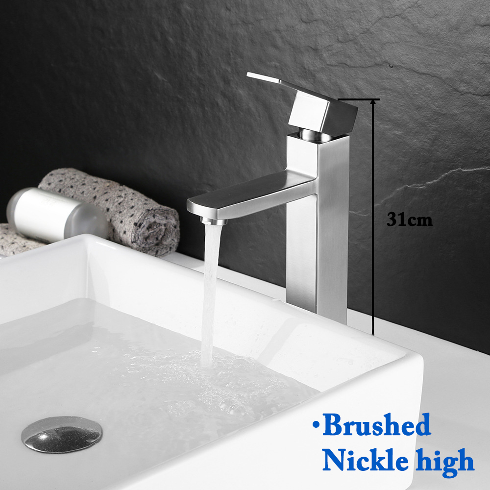 Matte Black Lavatory Basin Sink Bathroom Faucet, Deck Mounted Hot Cold Mixer Taps, Sink Tap Crane