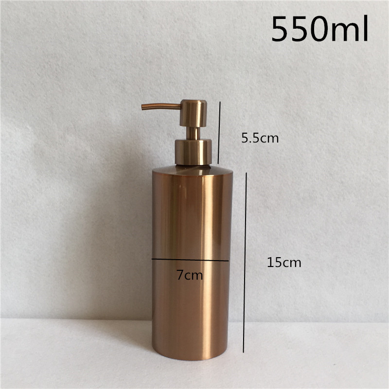 Stainless Steel Liquid Soap Dispenser Bottle, Silver Rose Gold Lotion Pump for Hand Soap