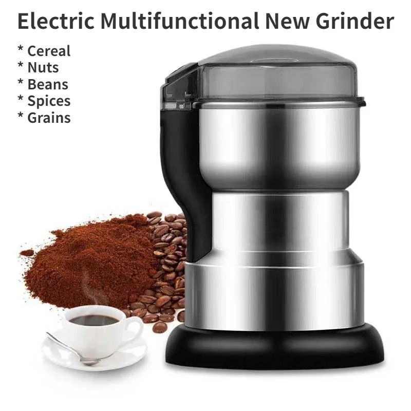 Home Electric Coffee & Spice Grinder, Multifunctional Stainless Steel Machine for Beans, Cereals, Nuts, and Grains