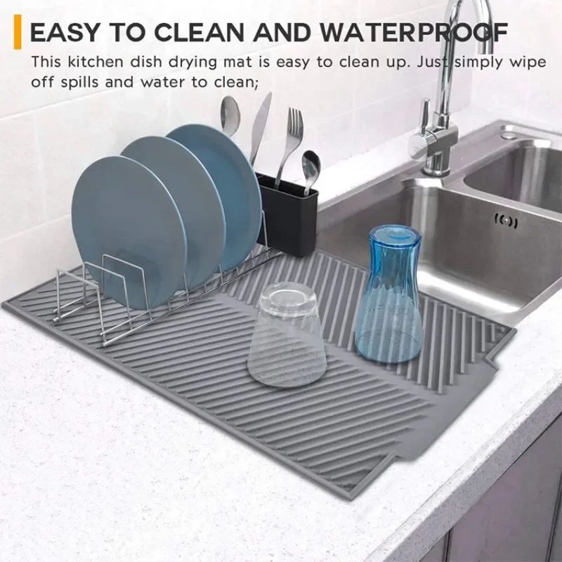 1PC Silicone Drain Pad Drying Mat – Non-Slip Kitchen Dish Drain Mat, Anti-Scald Coaster for Tableware and Pots