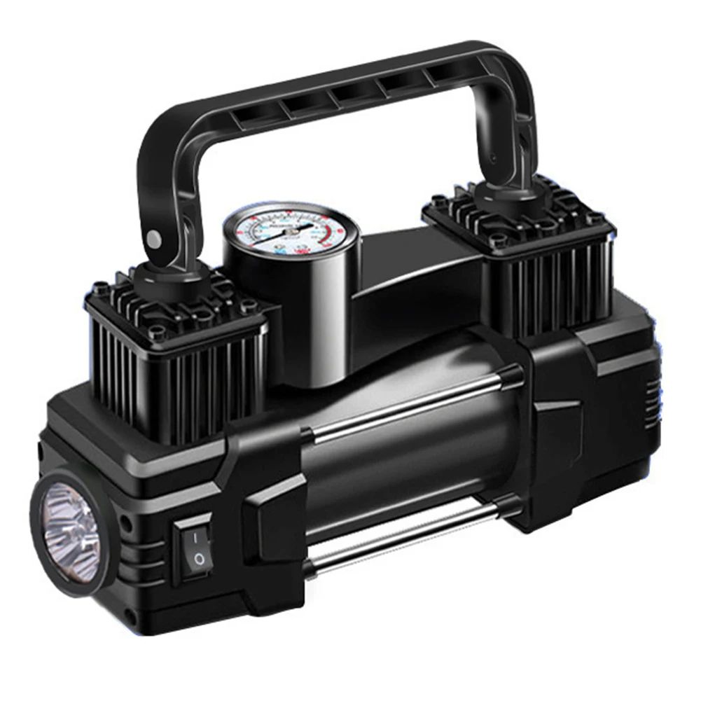 Air Compressor Dual Cylinder Tire Inflator Heavy Duty Car Electric Air Pump with LED Light Portable Auto Inflatable Pump