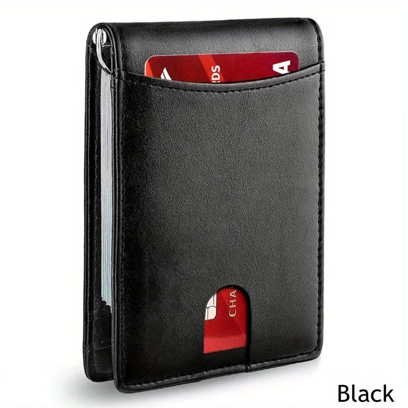 Synthetic Leather Slim Smart Wallet for Men, RFID Blocking Credit Card Holder with Money Clip, Thin Minimalist Wallet