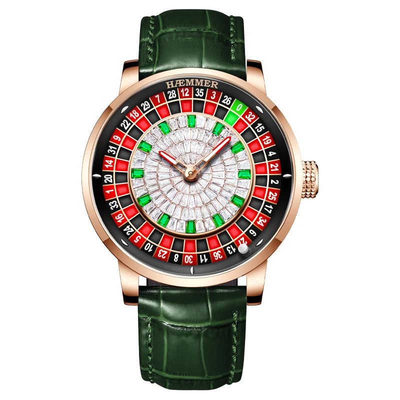 High End Design Mechanical Watch, Las Vegas Roulette Desktop Theme, Diamond Luminous Rotating Dial Men Timepiece