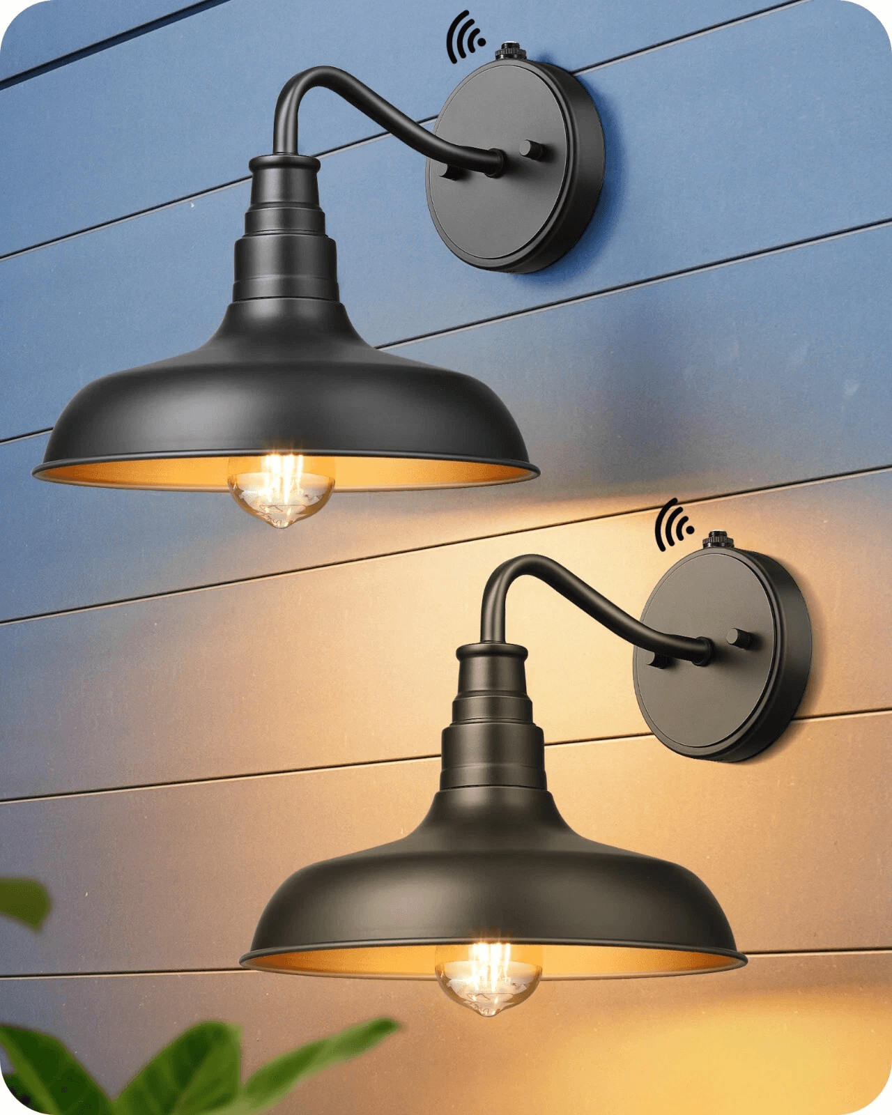 Dusk to Dawn Outdoor Wall Lights, Farmhouse Gooseneck Barn Black, Porch Lanterns