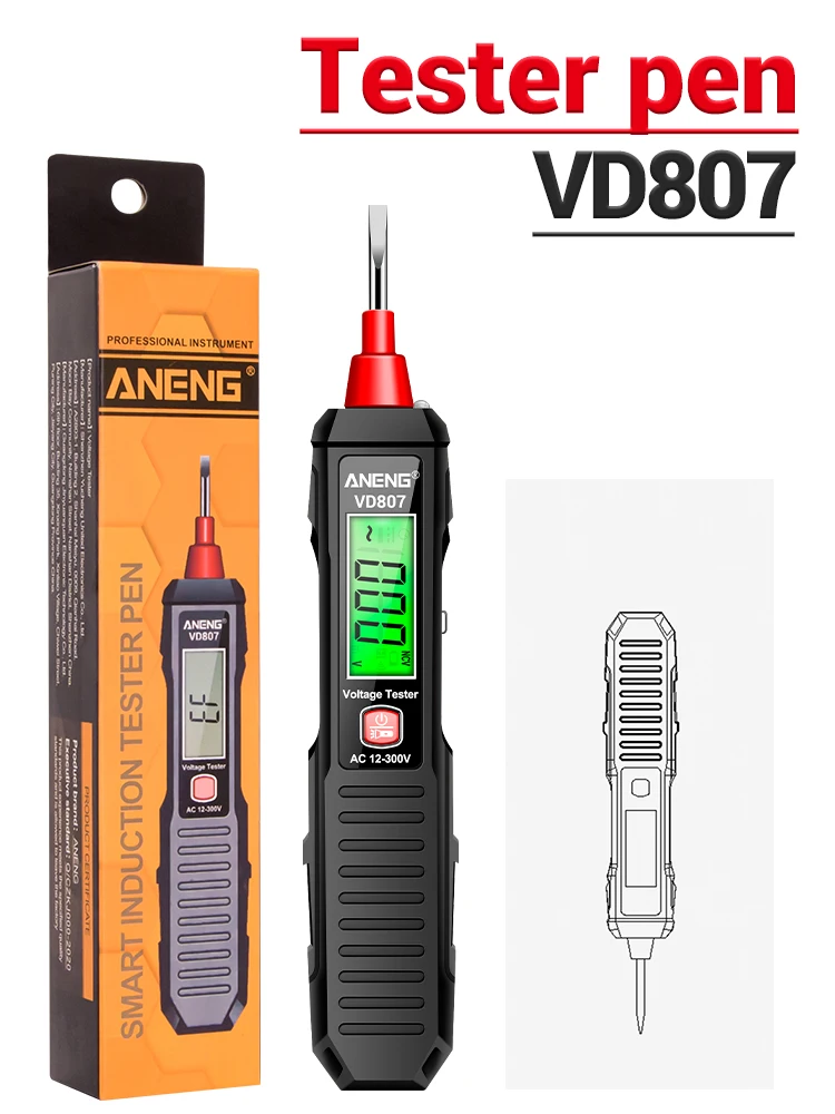 One-word Induction Portable Electric Pen Tester 50/60Hz NCV Sensor, Smart AC 12-300V Non-Contact Voltage Detector Wire