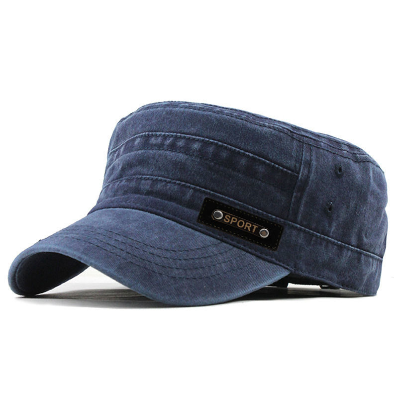 Mens Cotton Military Cap Flat Top Hat Sun Proof Washable | Inspire