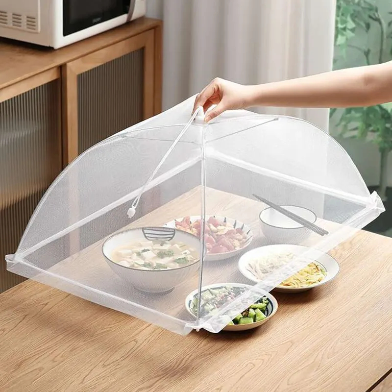 Folding Food Cover Mesh, Washable Fly and Insect Proof Dish Covers, Protective Kitchen Table Storage Accessories