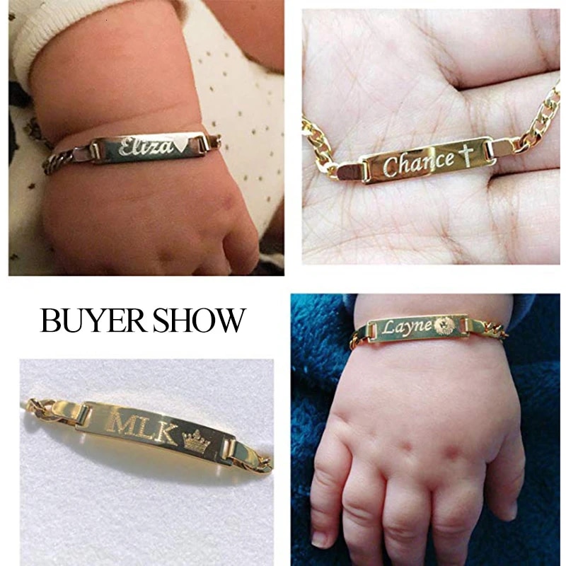 Personalized Baby Name Bracelet in Gold Tone Stainless Steel Inspire — free download