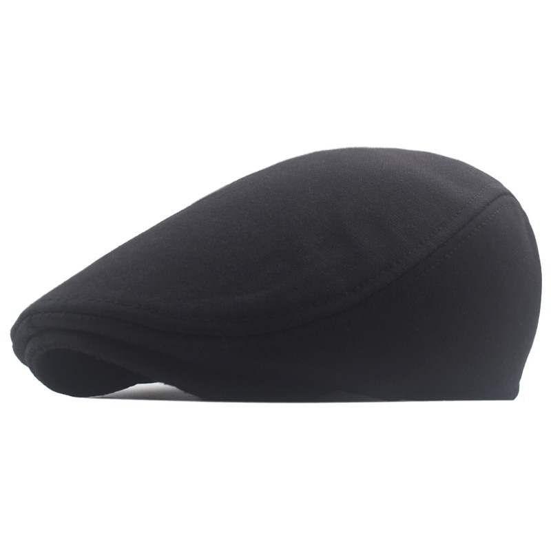 Cotton Newsboy Caps: Autumn Winter Beret for Men - Retro Solid Peaked Hat with Elasticity & Protection