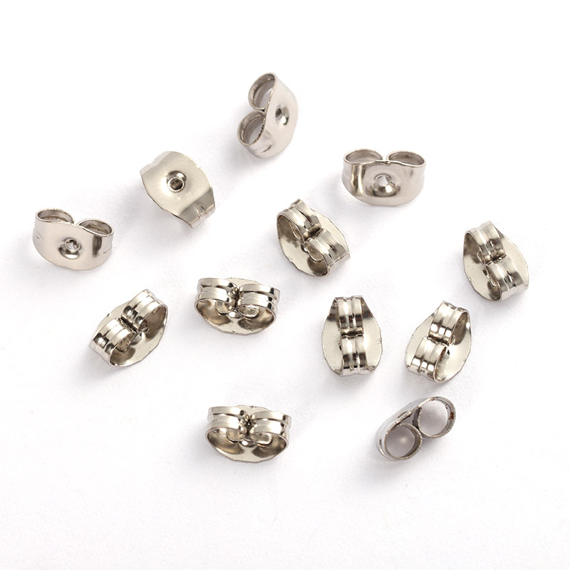 100pcs 6x4.5mm Stainless Steel Ear Nuts: Gold, Silver & Rose Gold Tone Butterfly Earring Backs for DIY Jewelry Making