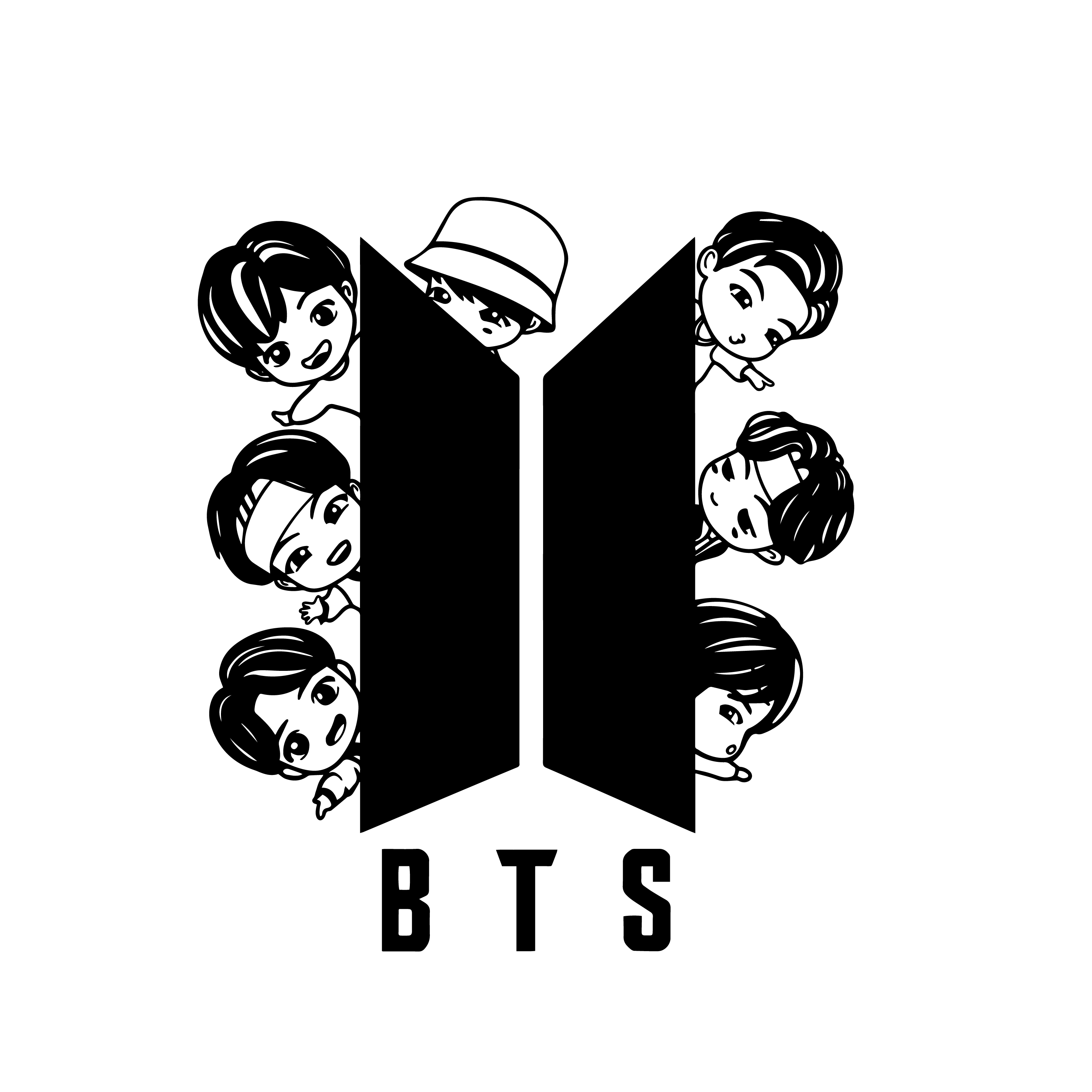 BTS svg, Kpop star svg, BTS Members Chibi Svg, Adorable Tiny | Inspire ...