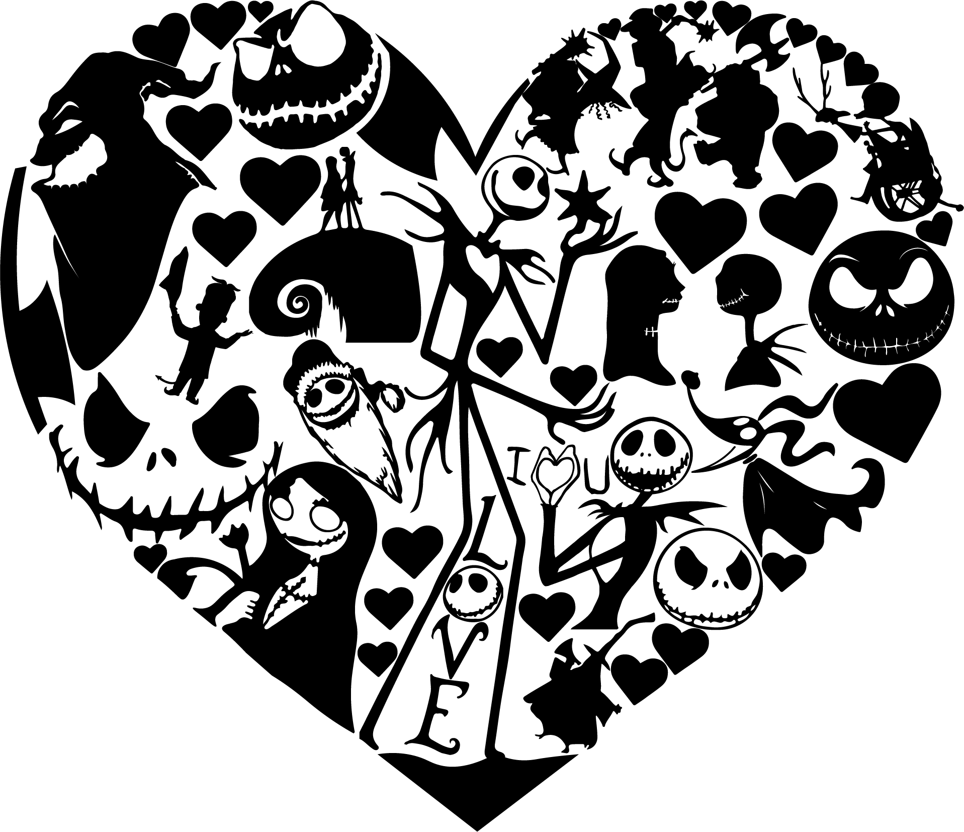 Heart Skellington Svg, Nightmare Before Christmas Svg, Night - Inspire