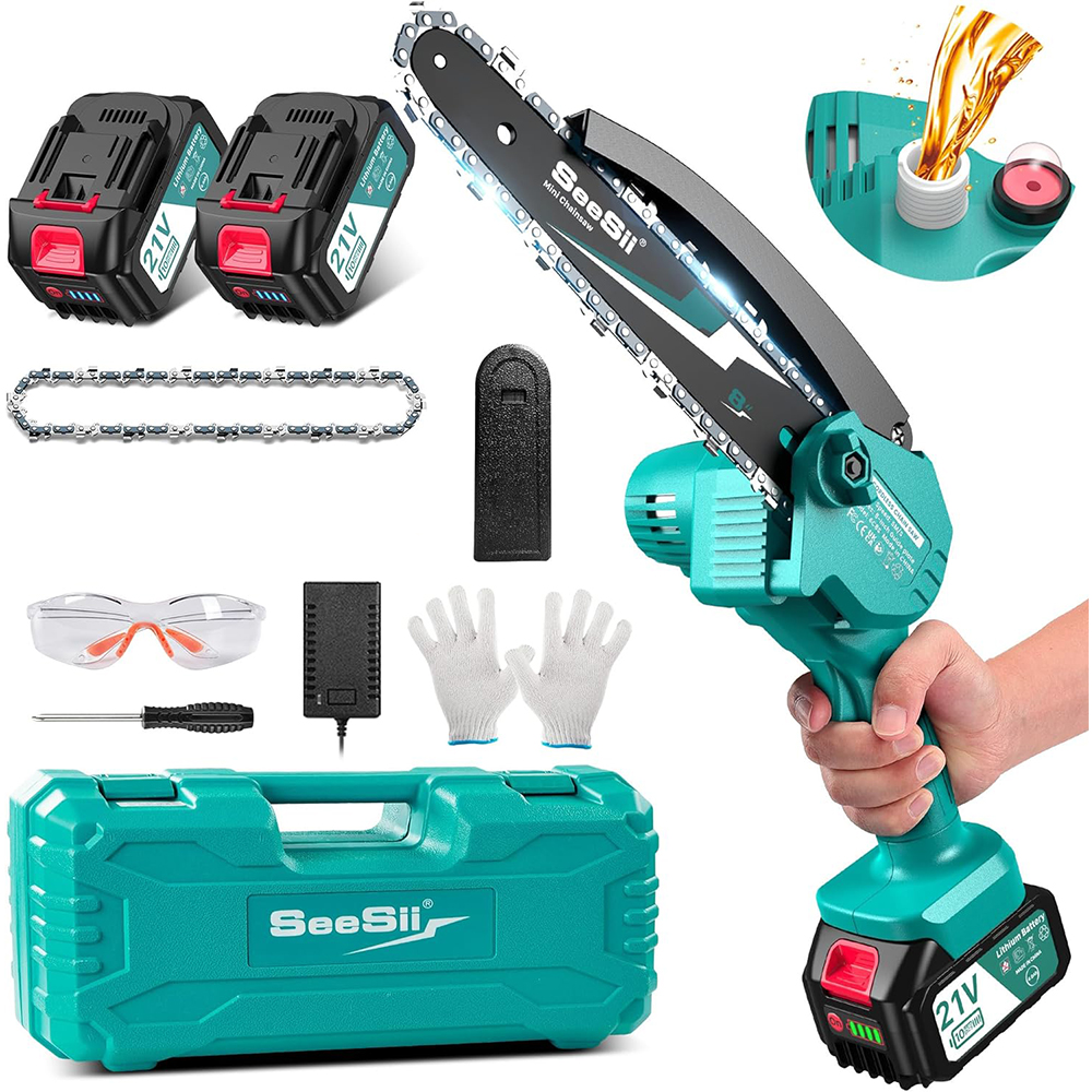 6-Inch Cordless Electric Chainsaw, Mini Chainsaw for Wood Cutting, Pruning & Garden Work, Compatible
