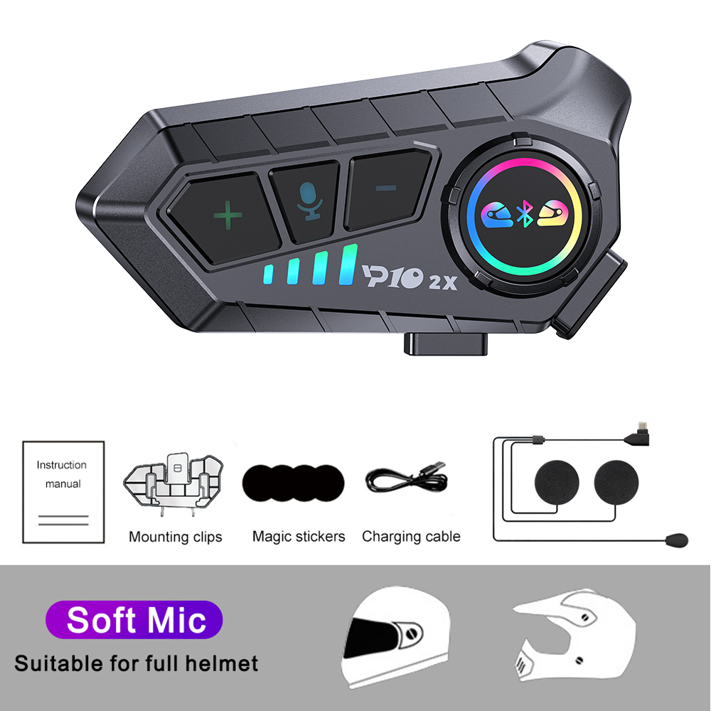 KEBIDUMEI Motorcycle Intercom Headset Helmet BT, Riders Waterproof Interphone with Music Sharing & Noise Reduction