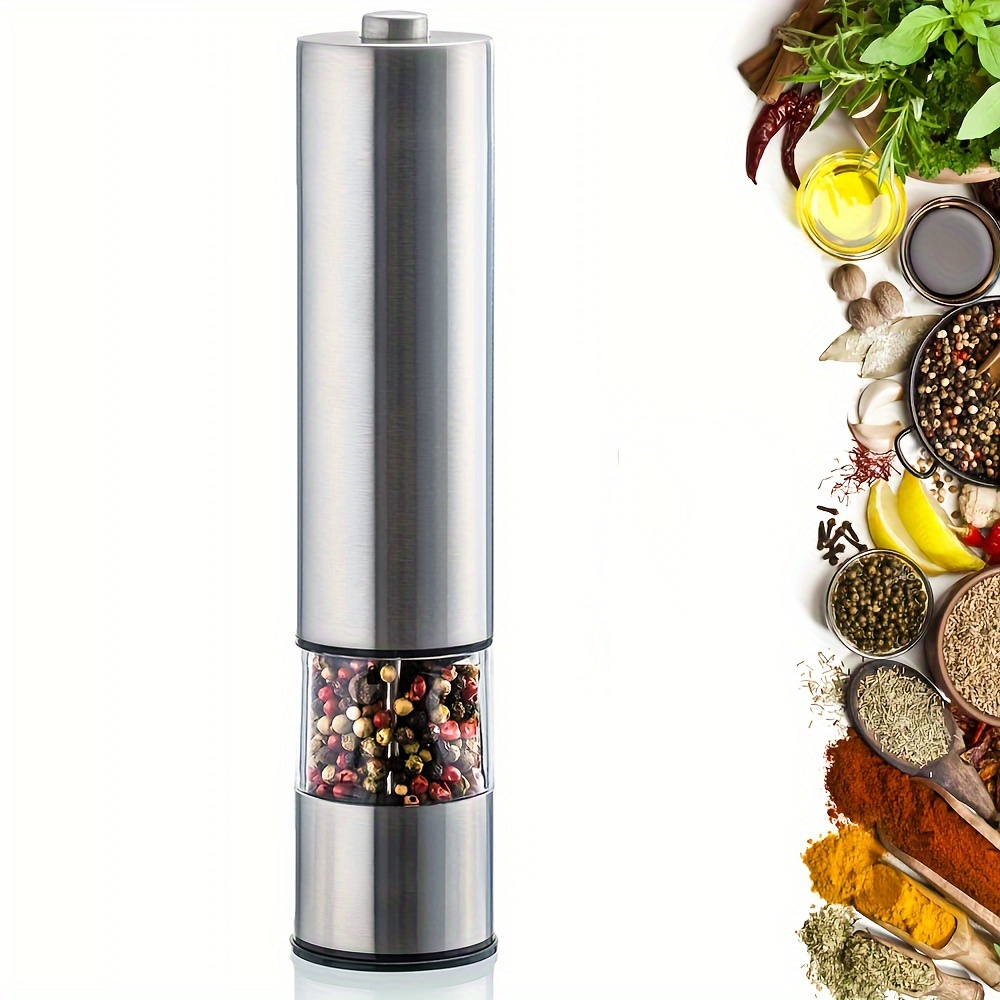 Electric Salt and Pepper Grinder with LED Light Adjustable Coarseness and One Hand Operation
