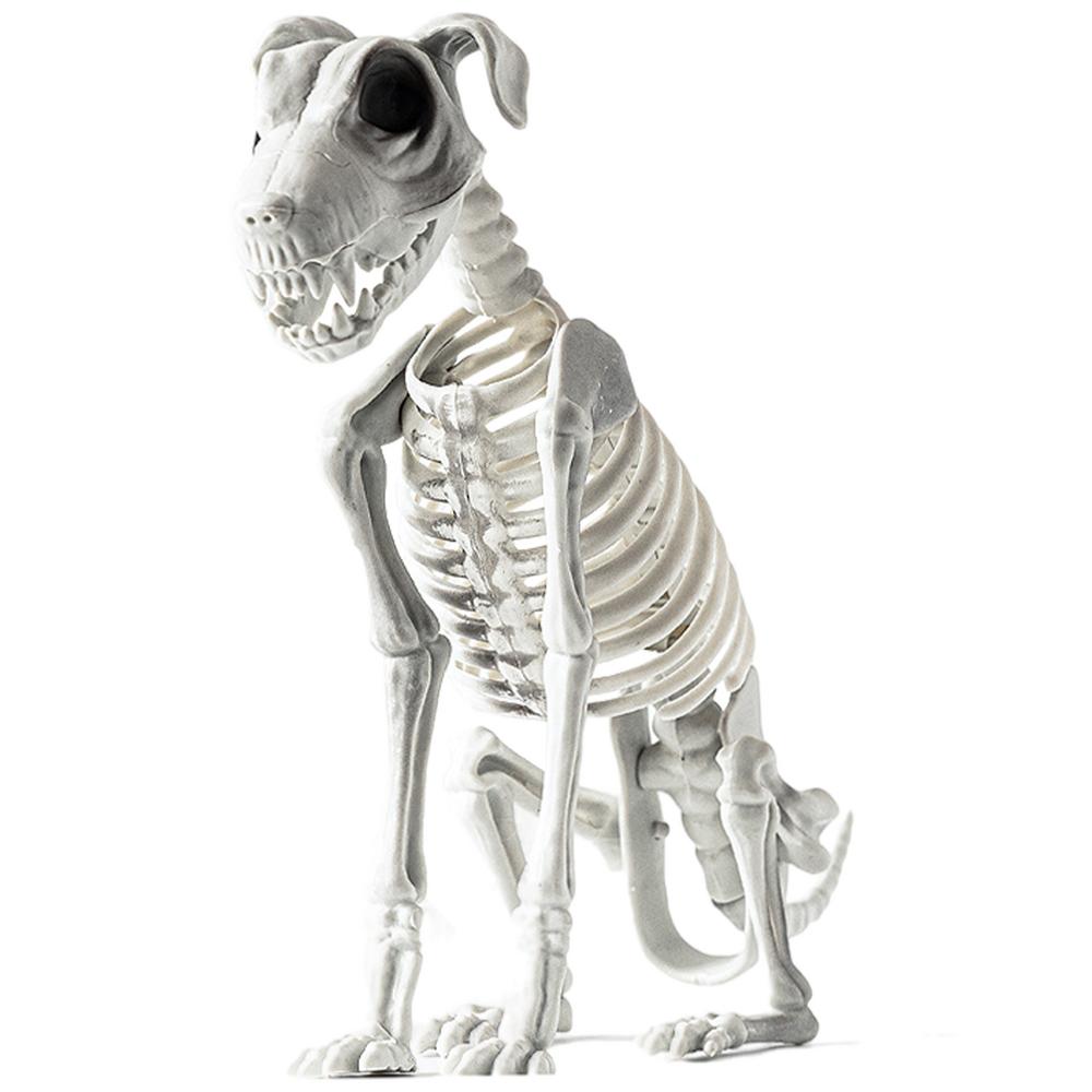 Realistic Halloween Skeleton Dog, Posable Spooky Pet Decor for Haunted Yard & Party, Creepy Skull Bone Animal Statue
