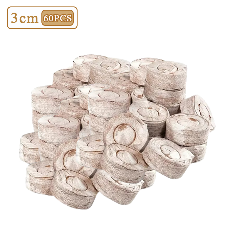 Coconut Coir Fiber Seed Starter Blocks with Nursery Tray, Compressed Soil for Plant Cutting, Vegetable, Herb & Flower