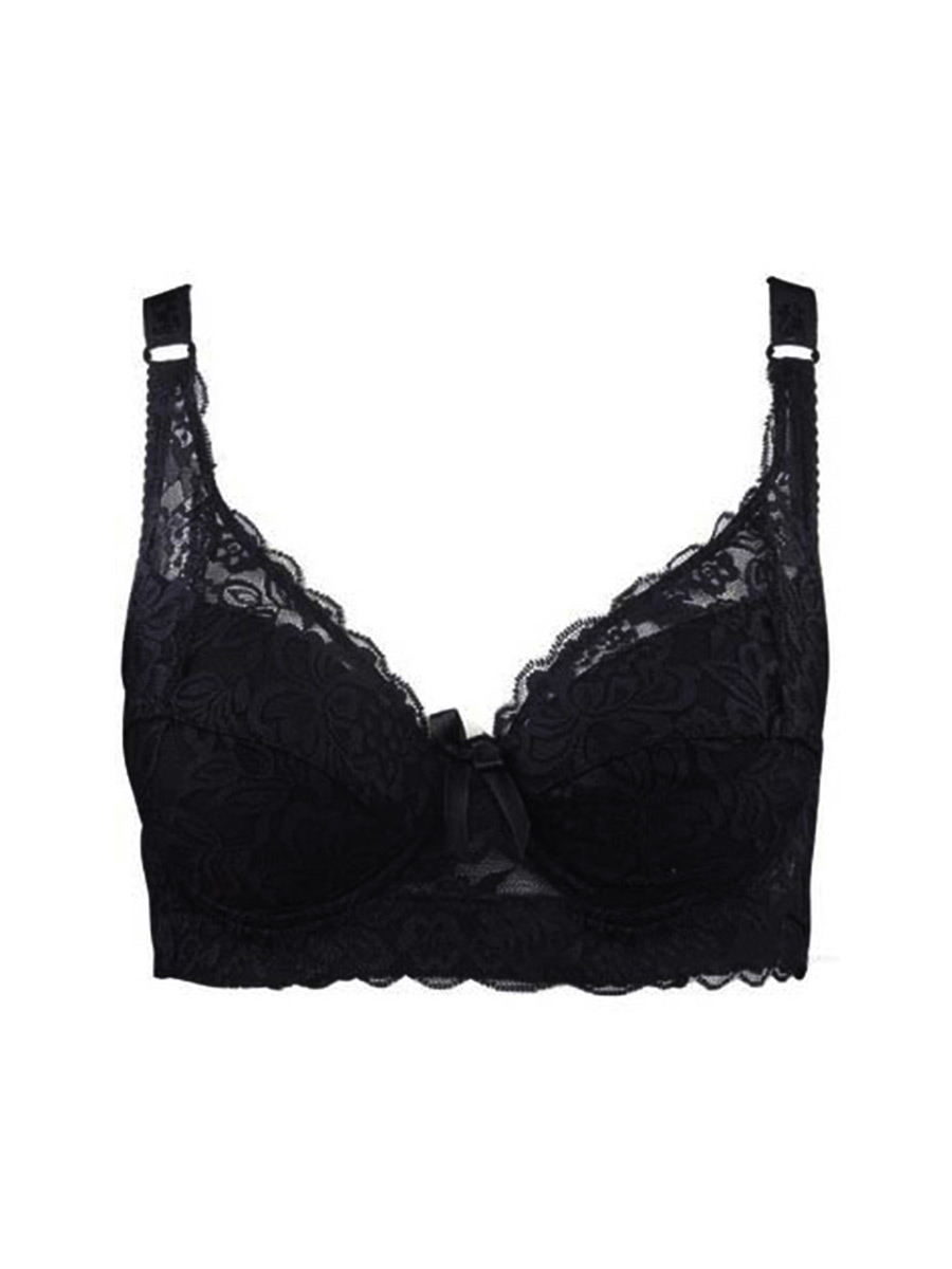Plus Size Wireless Bra, Full Cup Coverage, Adjustable Lace, Womens Thin Underwear