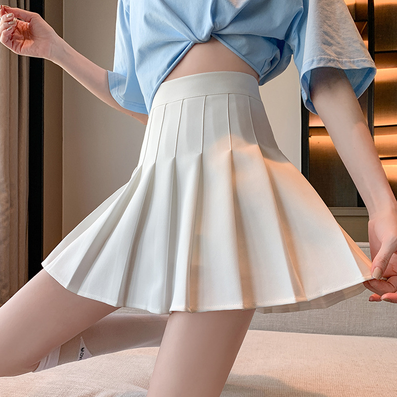 High Waist Pleated Skirt, A Line Mini Skirt, Womens White and Black Fashion Skirt, JK Student Dance Skirt with Zipper High Waist Pleated Skirt, A Line Mini Skirt, Womens White and Black Fashion Skirt, JK Student Dance Skirt with Zipper