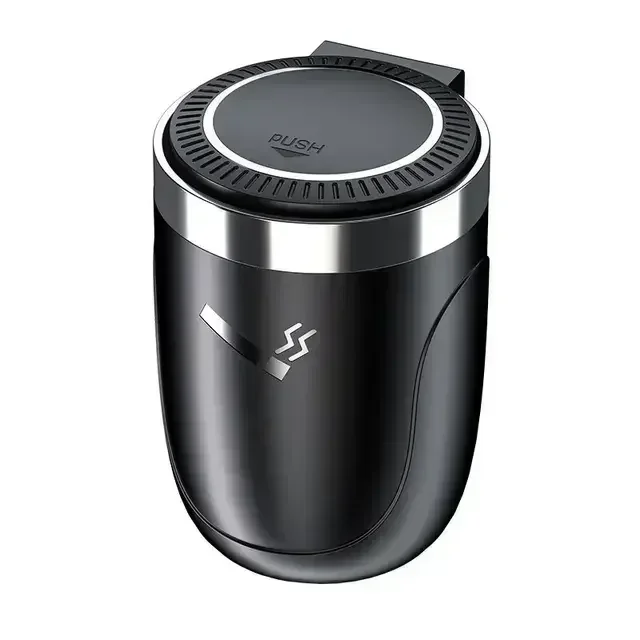 LED Car Ashtray, Portable Cup Holder Ashtray with Automatic Light, in Black, Blue, Red