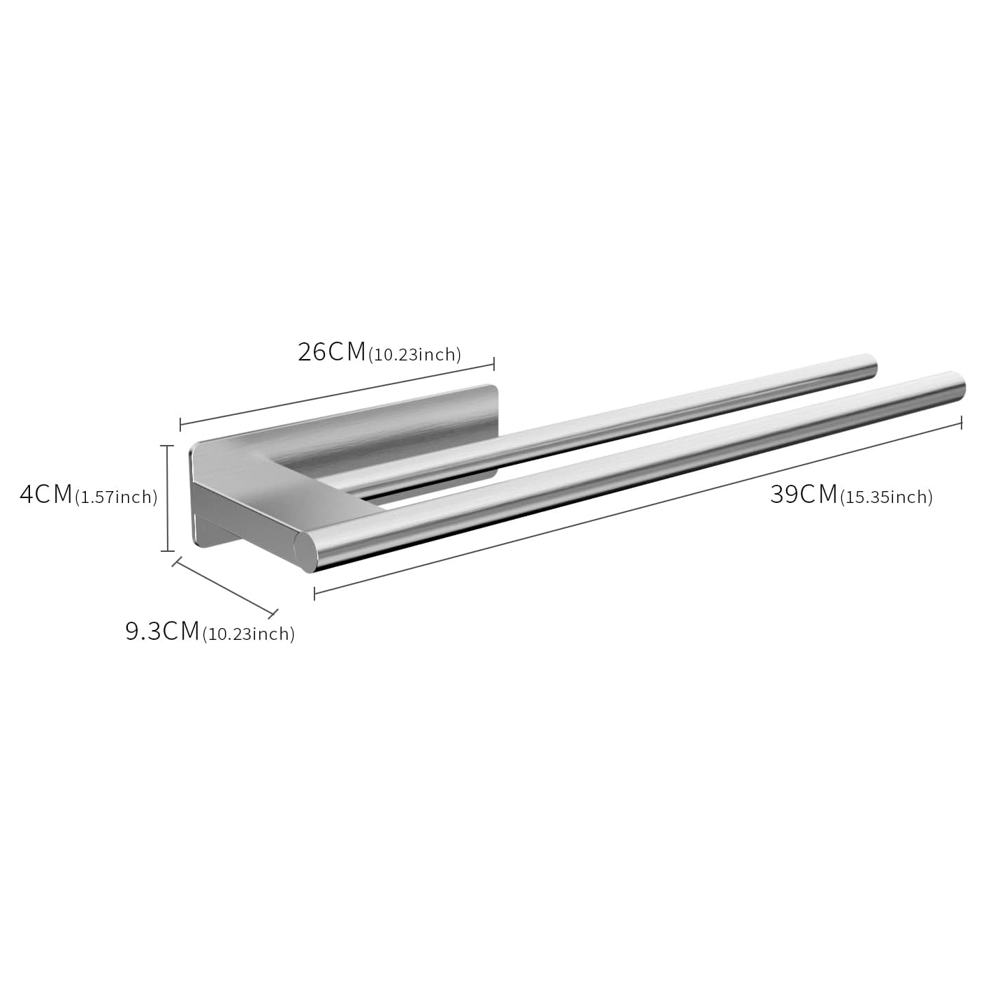 No Drill Towel Rack, Stainless Steel Black Adhesive Bar, for Bathroom and Kitchen
