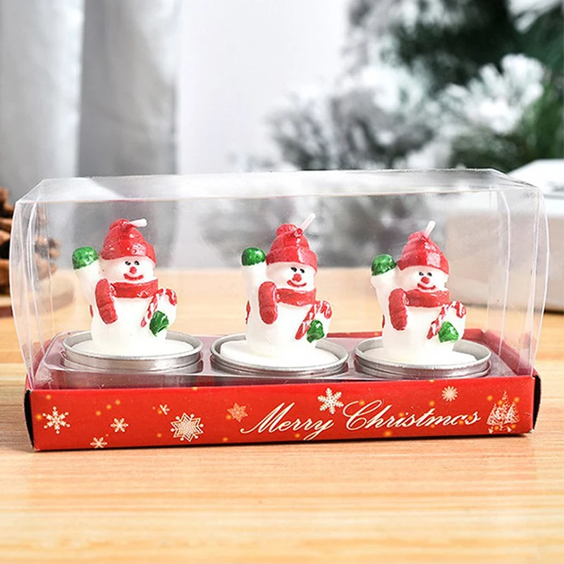 Christmas Candles Set, Table Decorations, with Santa Claus, Snowman, Xmas Tree, and Pine Cones, for Party, Craft Gifts