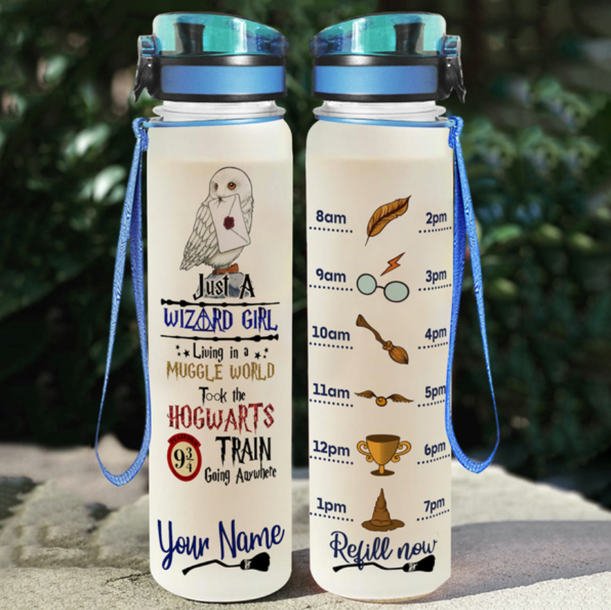 Custom Personalized Skull Girl Water Tracker Bottle - Halloween Gift For Skull Lover - I'm Not Sugar & Spice