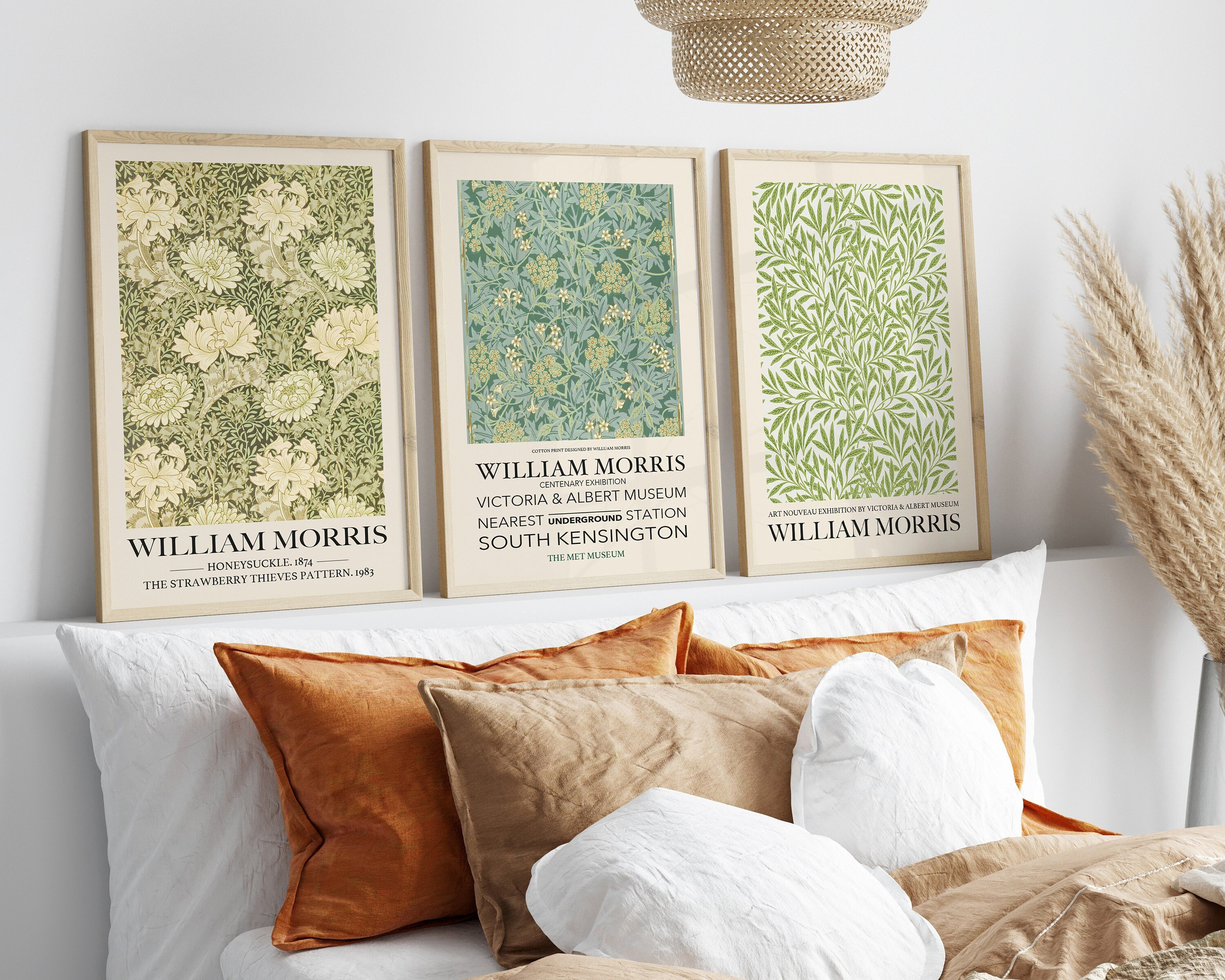 William Morris Set of 3, Retro Botanical Exhibition Wall Art | Inspire ...