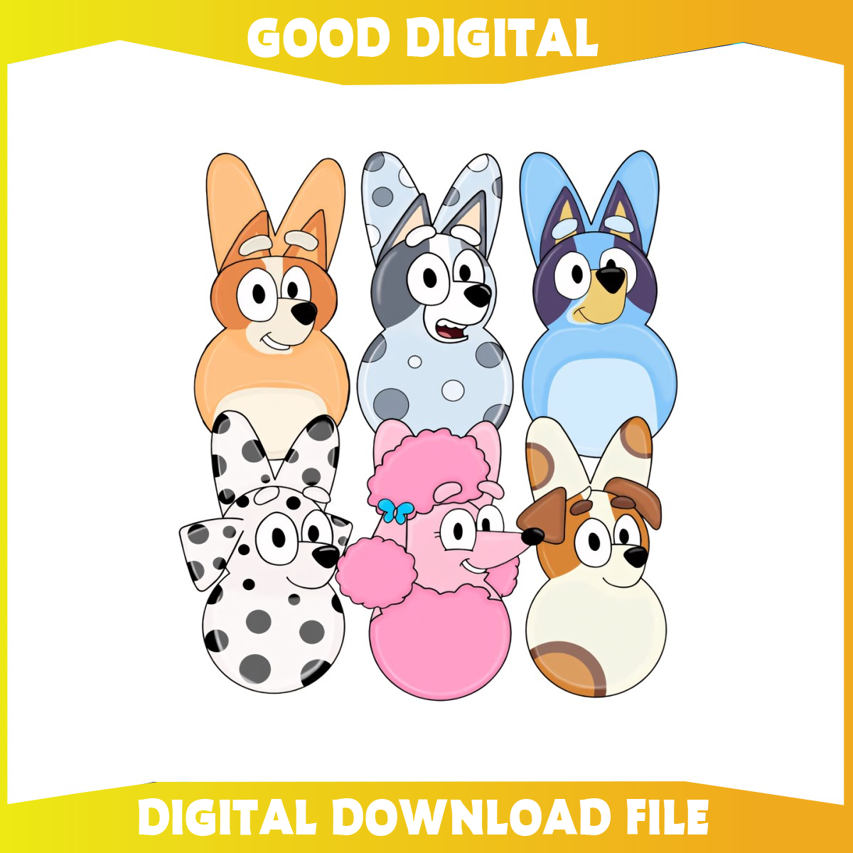 Funny Easter Bluey Friends Bunny Vibes PNG292 - Inspire Uplift