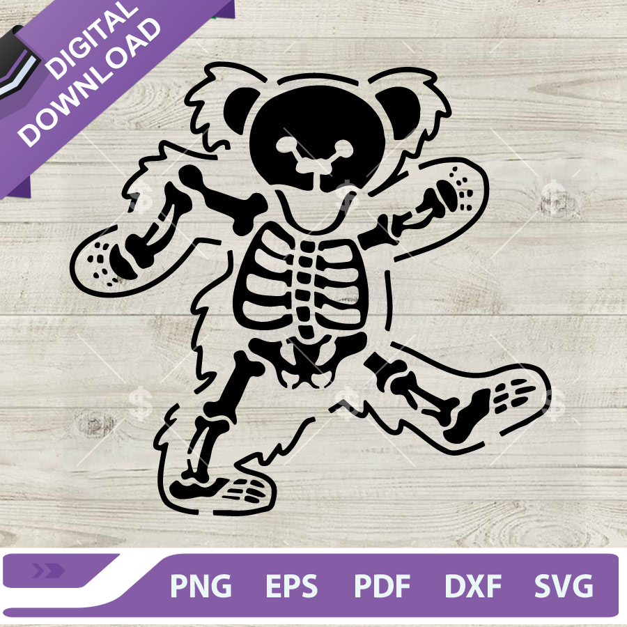 Grateful Dead Skeleton Bear SVG, Grateful Dead Bear SVG, Gra