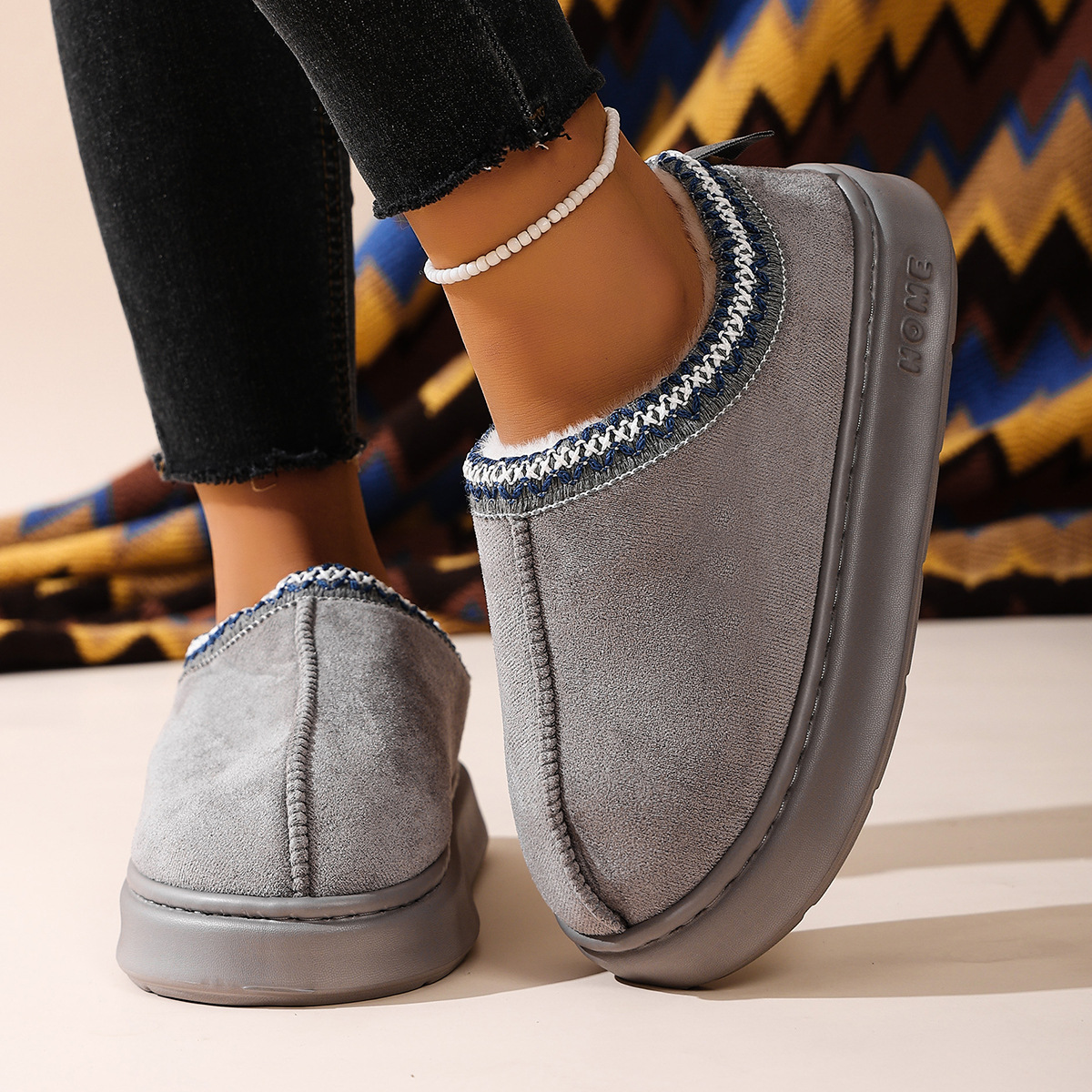 Warm Fashion Winter Women's Slippers Boots, Soft Sole Anti-Slip Snow Boots with Fuzzy Fur, Comfortable House Shoes