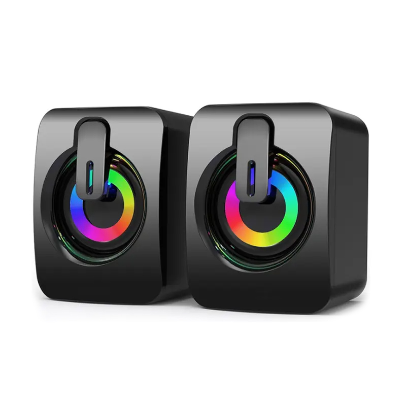 USB Wired Computer Speakers PC Sound Box HIFI, Microphone, LED Light, For Desktop Computer