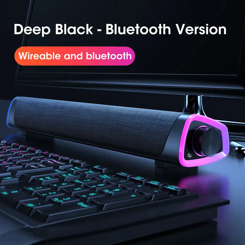 Bluetooth Wireless Computer Bar Speaker, Surround Sound, Subwoofer for MacBook, Laptop Music Player