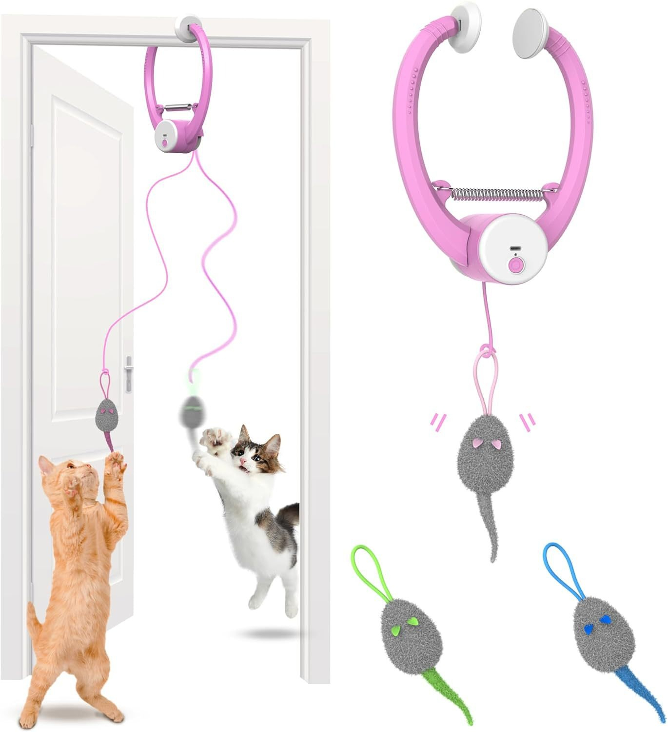 Interactive Cat Toy, Electric Door Hanging Cat Toy, USB Rechargeable, Self Play Toy, Retractable Kitten Toys