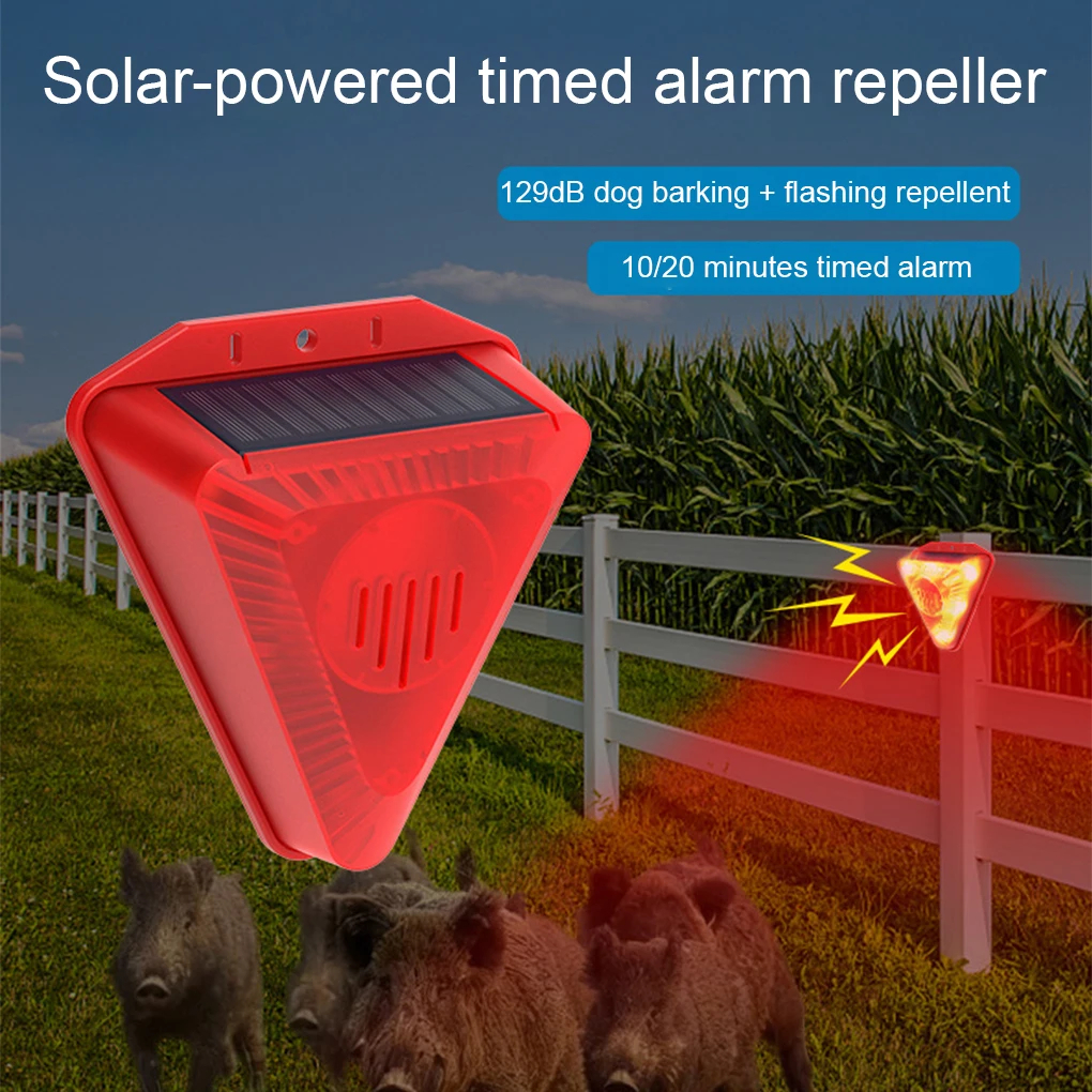 Dog Barking Sound Outdoor Alarm with LED Flashing Strobe Light for Home Villa Farm Barn Security