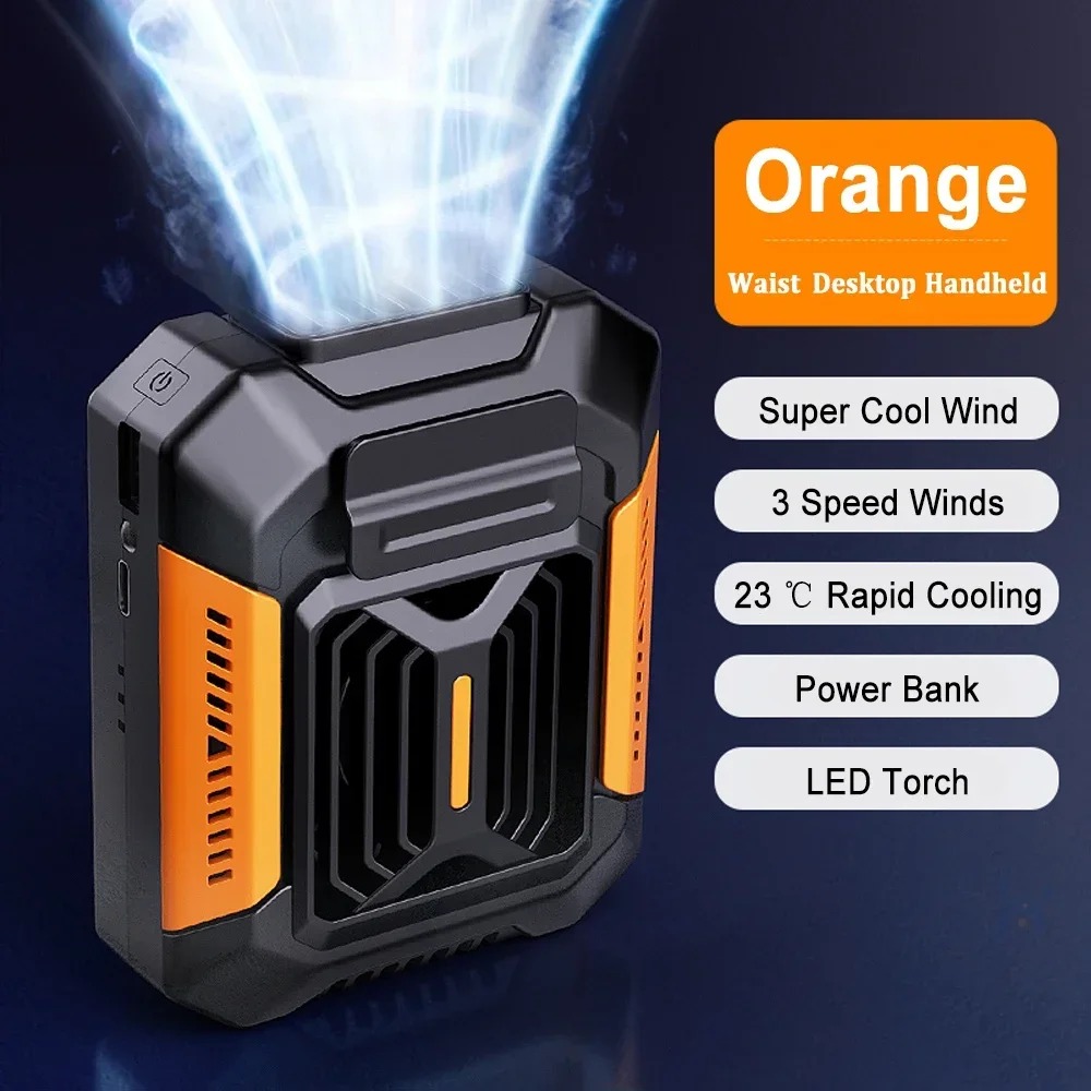 Neck Fan with LED Light USB Rechargeable Power Bank Speed Settings for Outdoor and Office Use