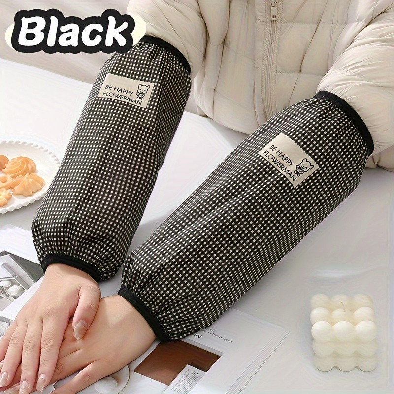Waterproof Heavy-Duty Arm Sleeves Plaid Design Oil Dust Resistant for Cleaning Dishwashing Lab Work and Splash Defense