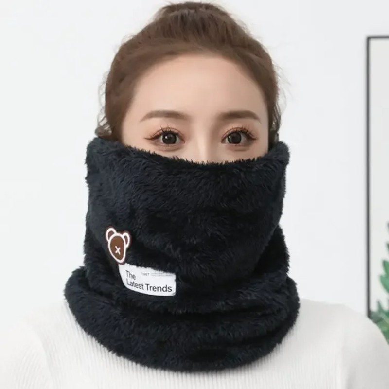 Warm Windproof Neck Gaiter Cozy Thick Fleece Knitted Scarf Winter Headwear for Men Women Outdoor Running Skiing.