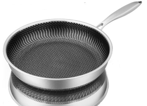 Whole Body Stainless Steel Frying Pan – Double-Sided Honeycomb Skillet for All Stove Types