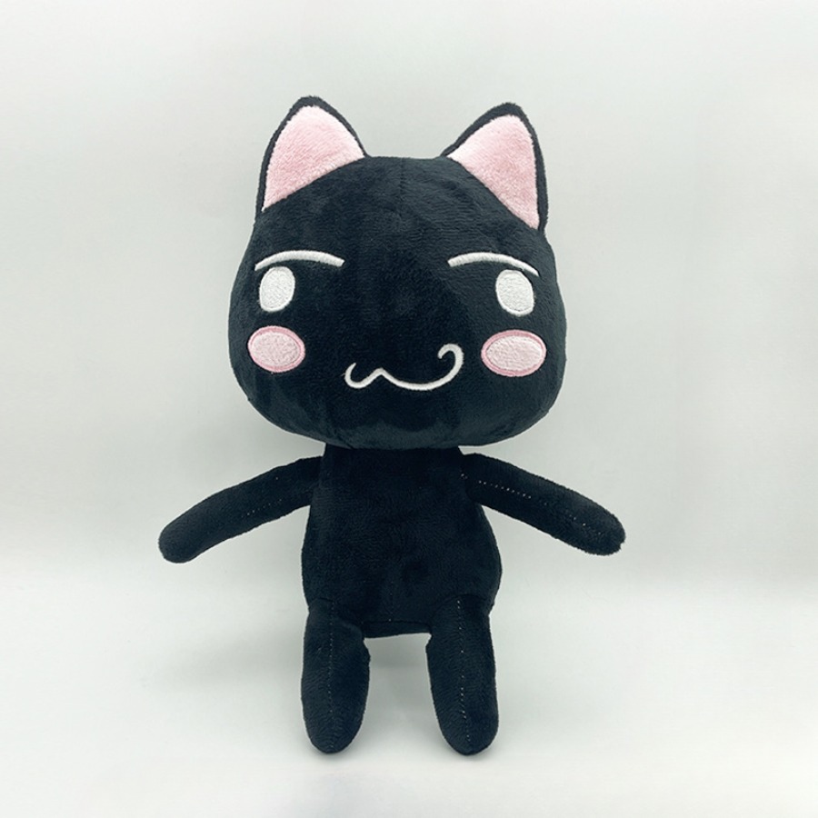 Lovely Cat Plush Toy Black & White Cartoon Animal Plushie for Room Decoration & Birthday Gifts