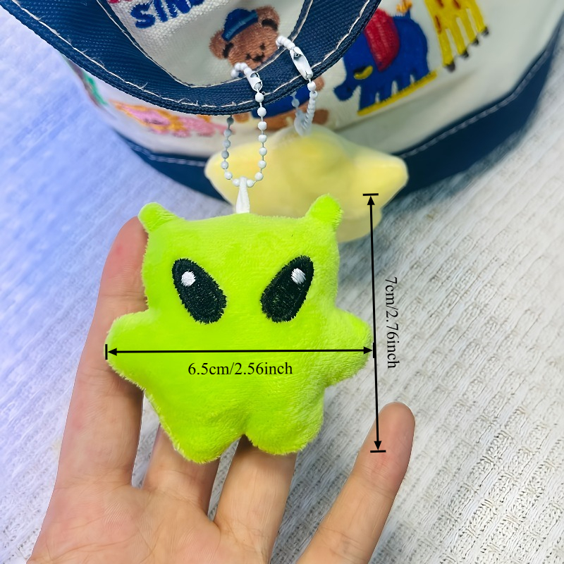 Cute Green Alien Plush Keychain Soft Yellow Alien Toy Pendant for Schoolbags, Kids, and Adults, Perfect Gift