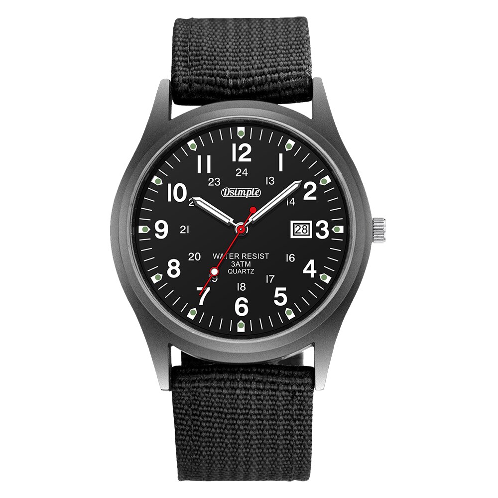 Luxury Military Sports Quartz Wristwatch for Men Luminous Nylon Band Casual Watch with Calendar