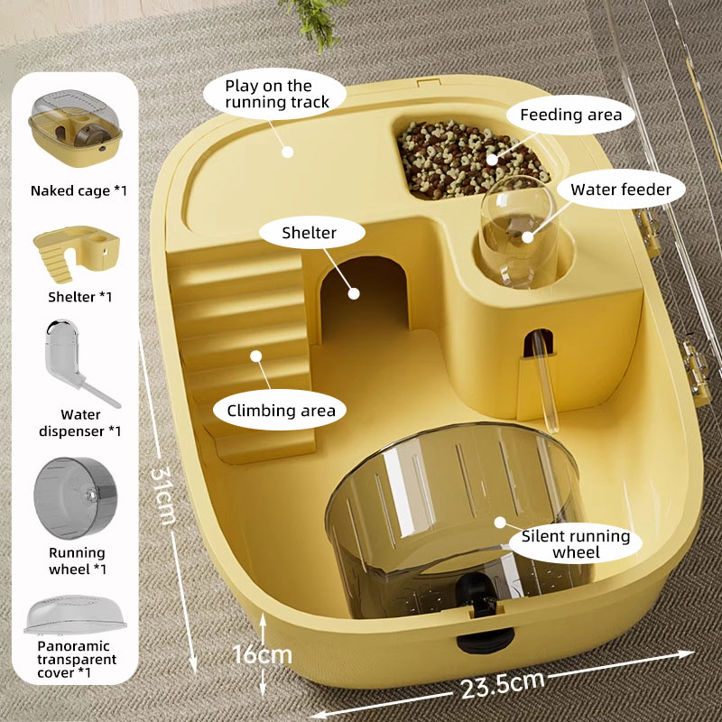 Luxury Transparent Hamster Villa Stylish Mini Mouse Cage for Small Pets