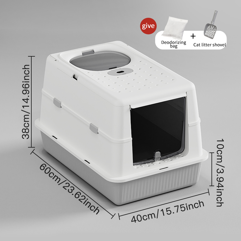 Fully Enclosed Flip-Top Cat Litter Box High-Sided, Splash-Proof & Litter-Tracking Preventive Design